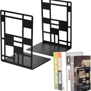 Serre-livres en métal design simple de couleur noir pour le bureau_1