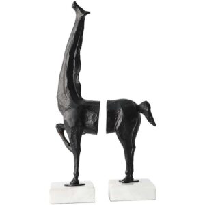 Design unique de serre-livres en marbre imitant un cheval noir